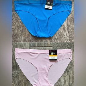 New 2 Pairs of Nobo Micro Rib Free Cut Bikini Panties Size L Blue & Orchid